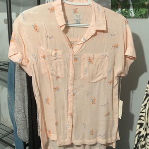 Peach floral shirt
